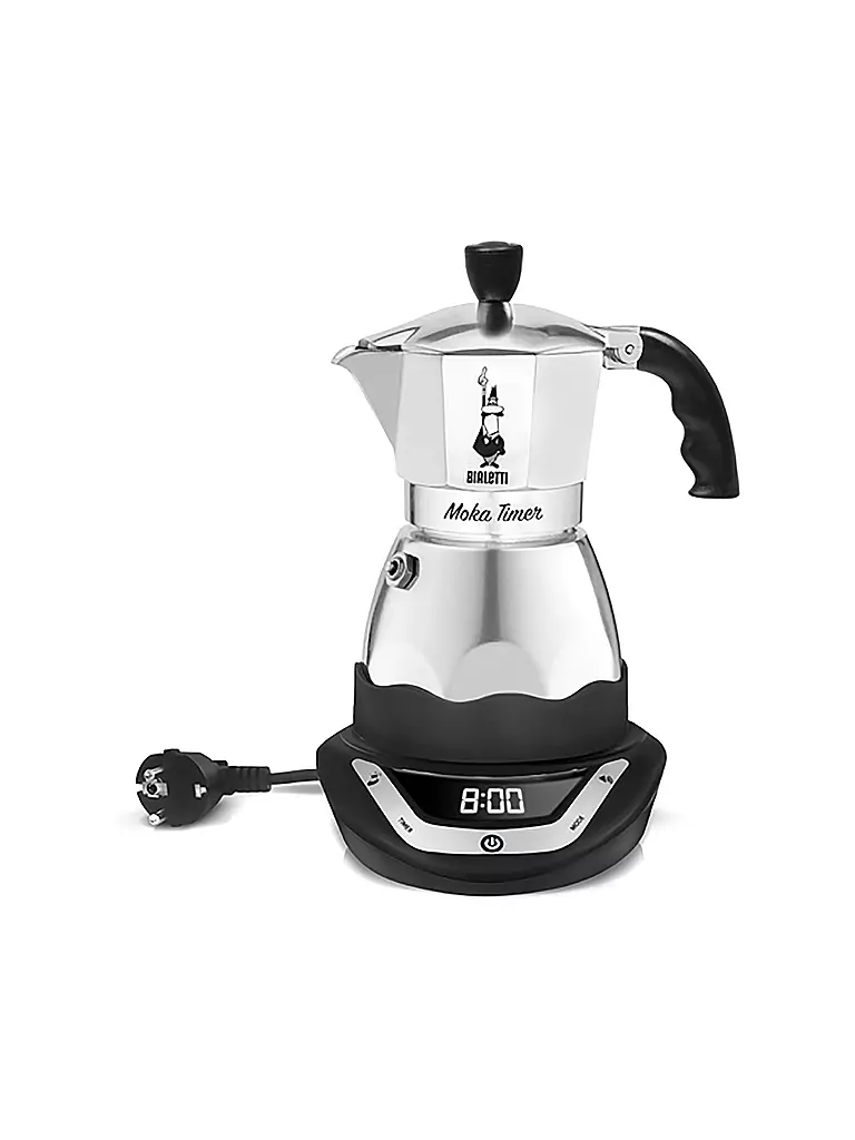 BIALETTI | Espressokocher elektrisch EASY TIMER 6 Tassen Alu / Schwarz | silber