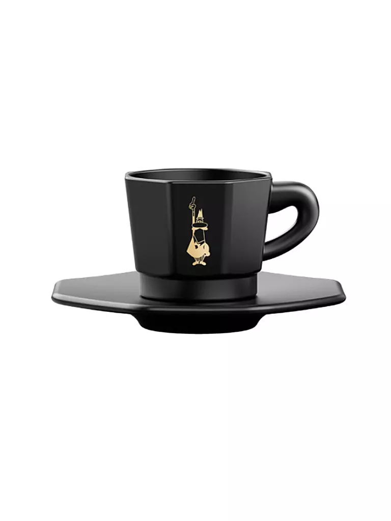 BIALETTI | Espressotassen eckig 4er Set Schwarz/Gold | schwarz