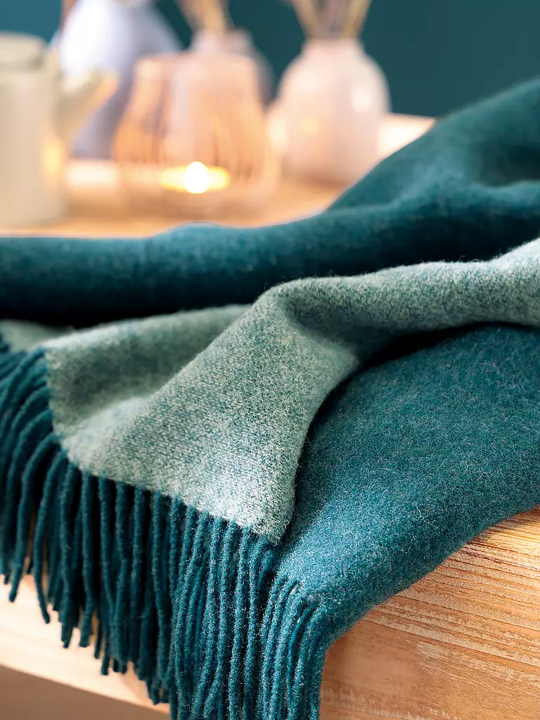 BIEDERLACK | Tagesdecke - Plaid 130x170cm WINTER OCEAN Teal Green  | petrol