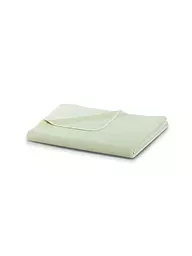 BIEDERLACK | Wohndecke Plaid 150x200cm OVERLOCK-STICH Pearl Oatmeal | hellgrün
