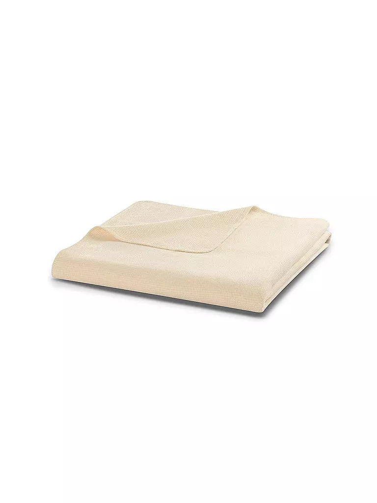 BIEDERLACK | Wohndecke Plaid 150x200cm OVERLOCK-STICH Pearl Oatmeal | beige
