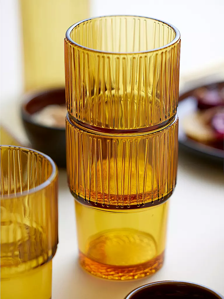 BITZ | Trinkglas KUSINTHA 4er Set 380ml Amber | hellgrün