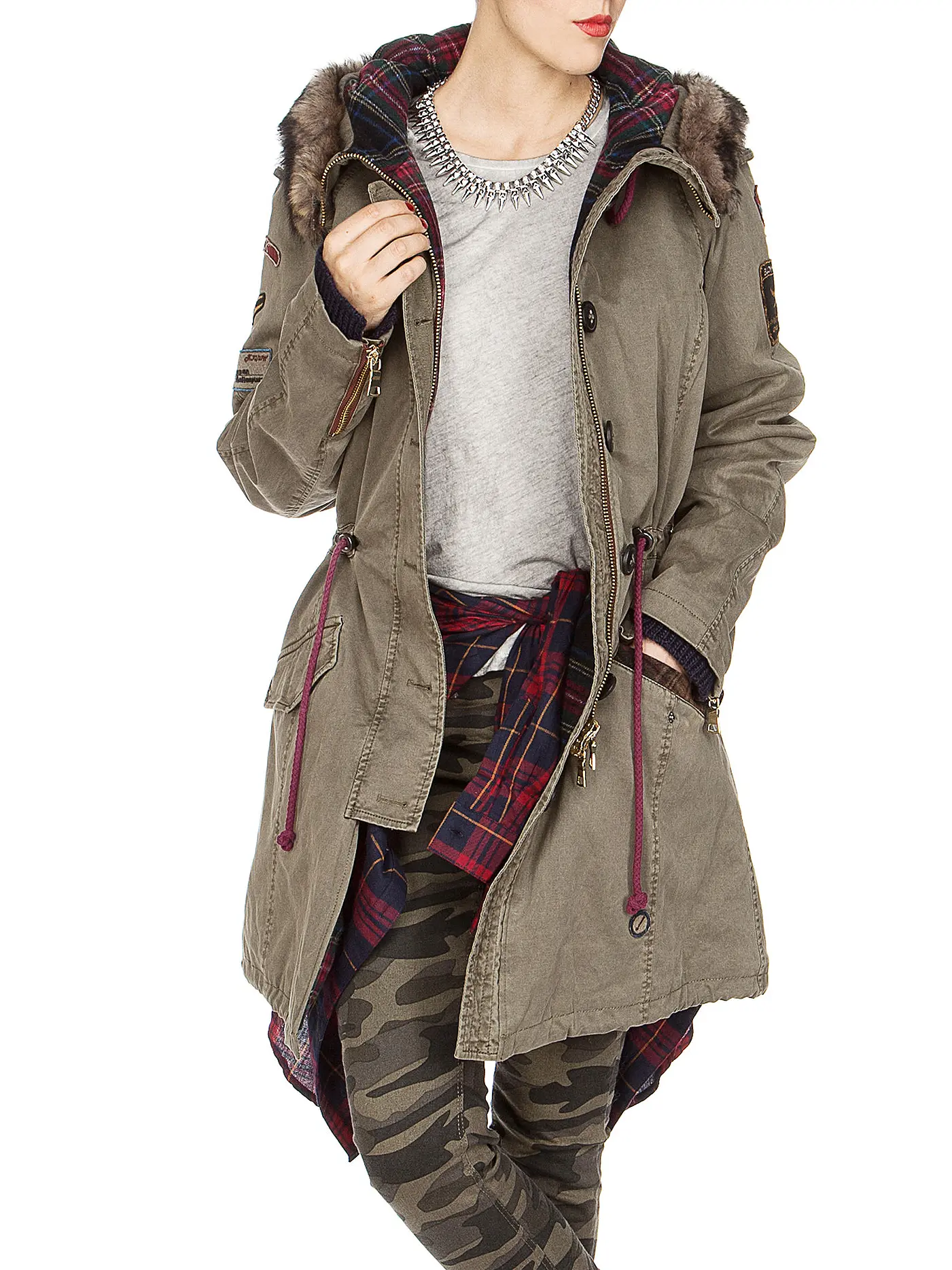 BLONDE NO.8 | Parka mit Patches Fakefur | 