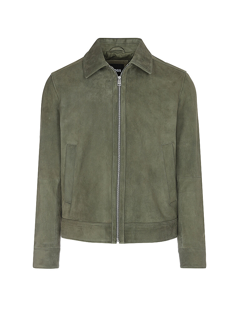 BOSS Lederjacke H-MALBANO dunkelgrün | 56
