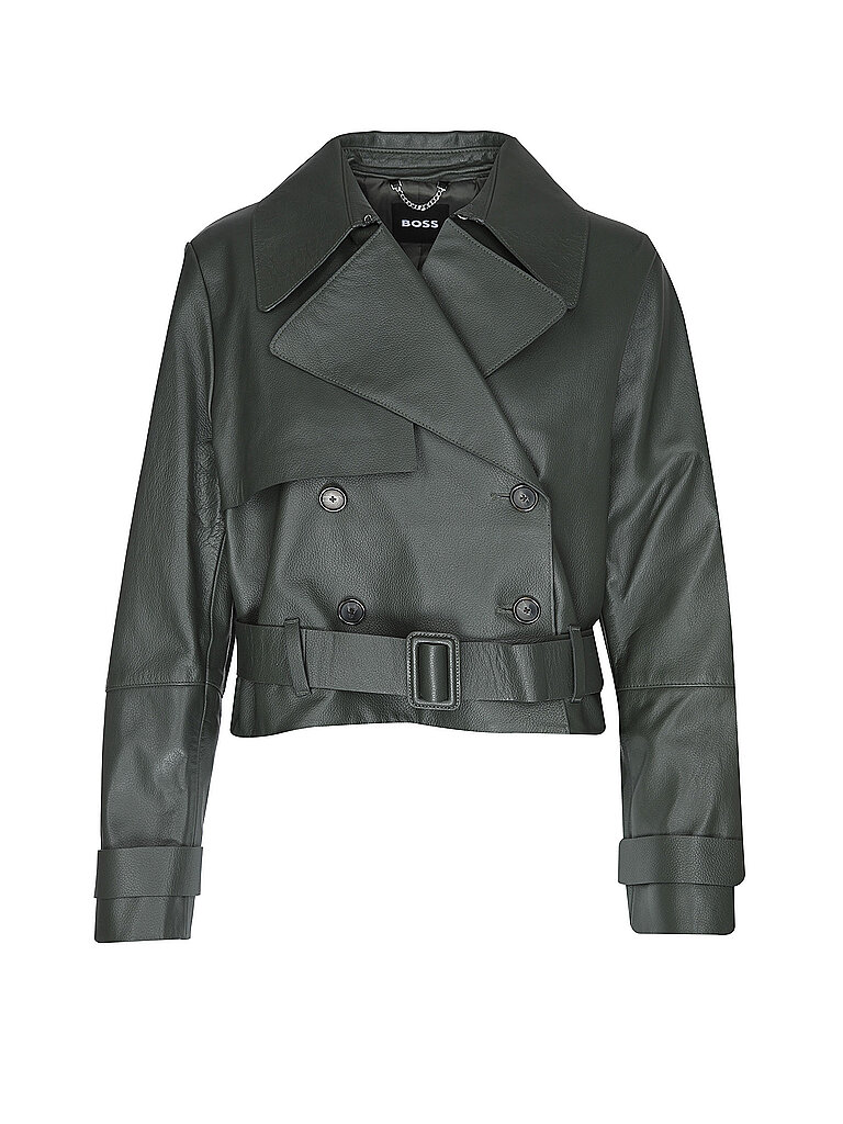 BOSS Lederjacke SATELA1 dunkelgrün | 42