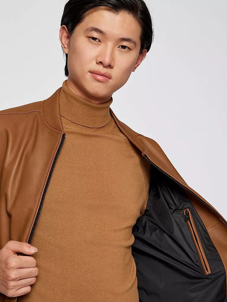 BOSS | Lederblouson MALBAN | braun