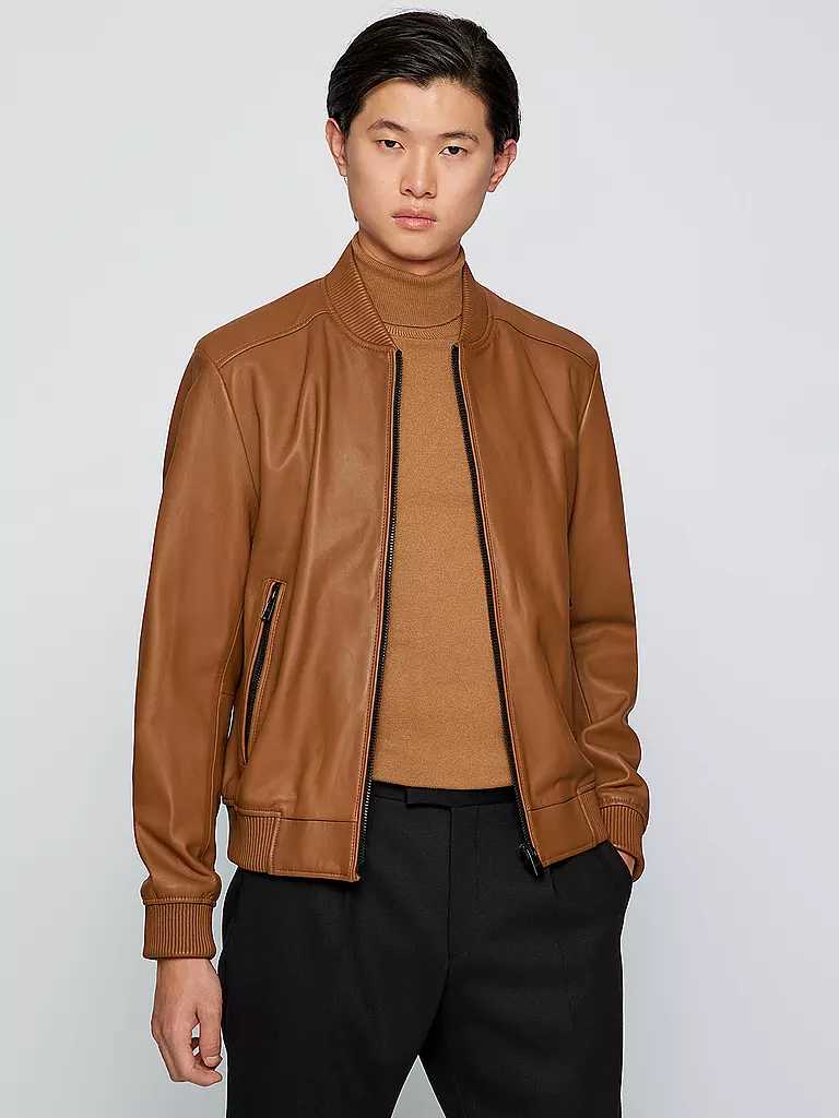 BOSS | Lederblouson MALBAN | braun