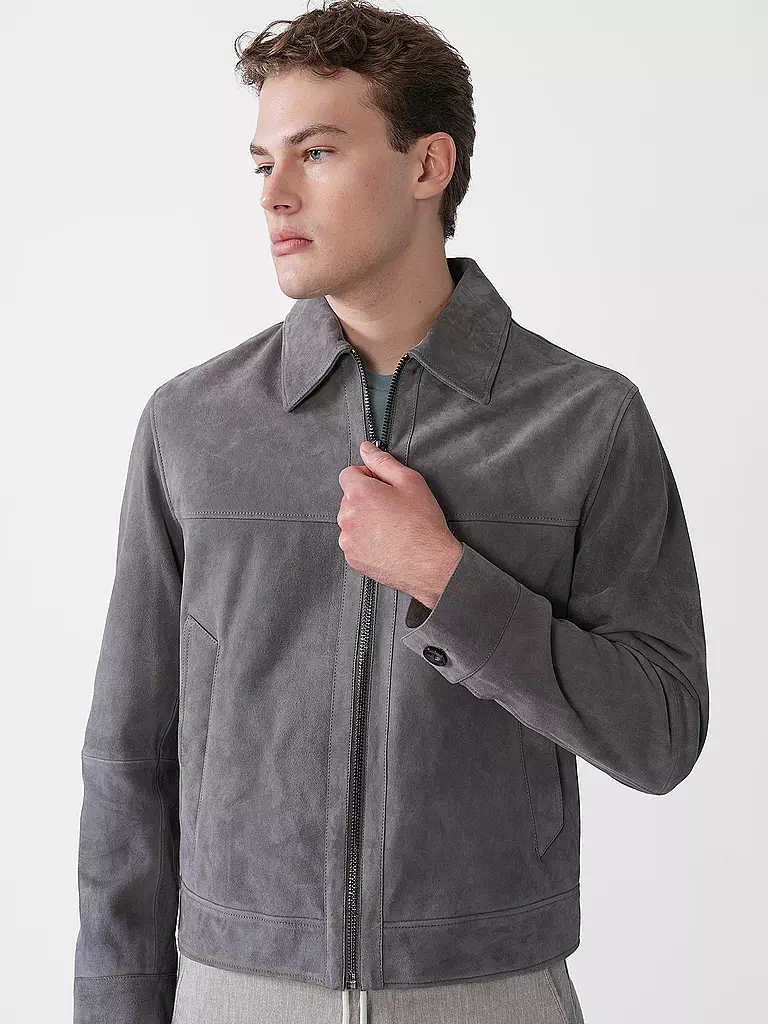 BOSS | Lederjacke H-MALBANO5  | grau