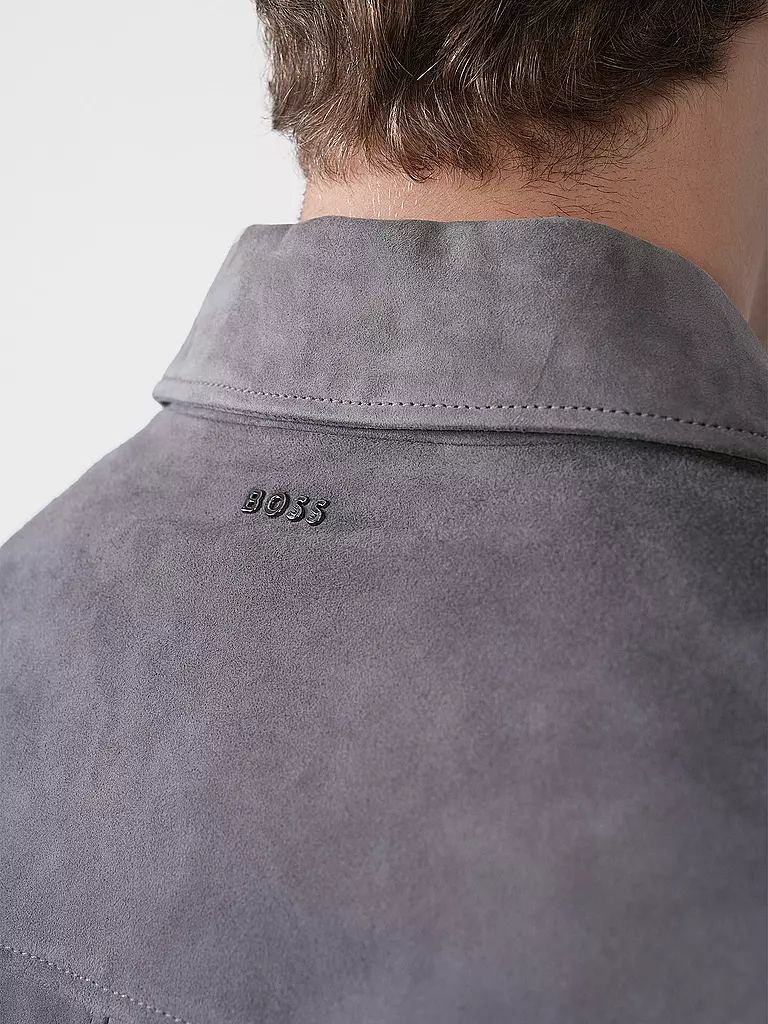 BOSS | Lederjacke H-MALBANO5  | grau