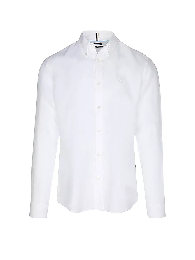 BOSS | Leinenhemd Slim Fit H-ROAN | weiss