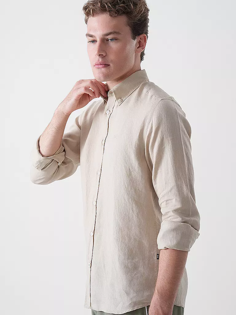 BOSS | Leinenhemd Slim Fit H-ROAN | dunkelblau