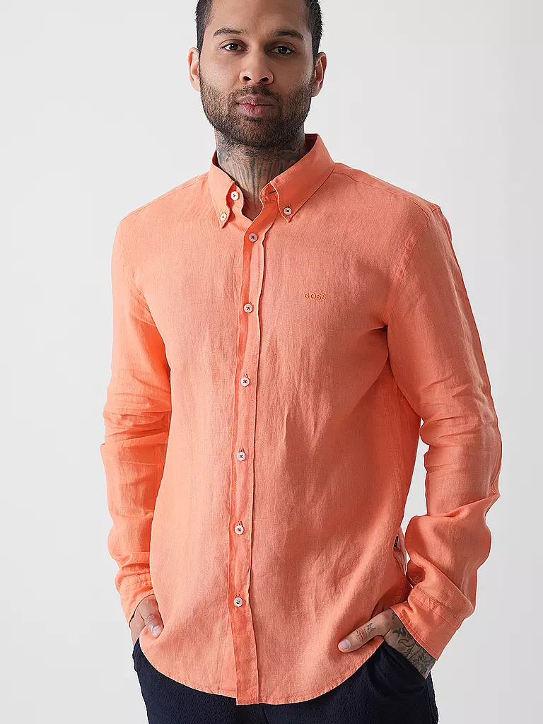BOSS | Leinenhemd Slim Fit H-ROAN | hellblau