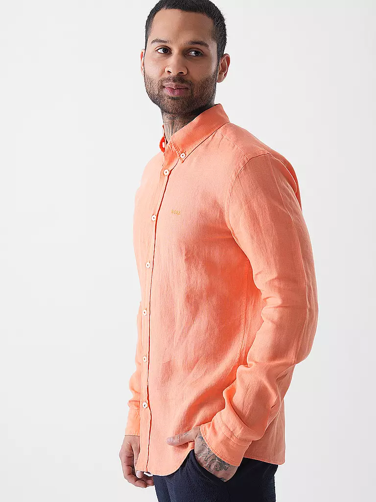 BOSS | Leinenhemd Slim Fit H-ROAN | hellblau