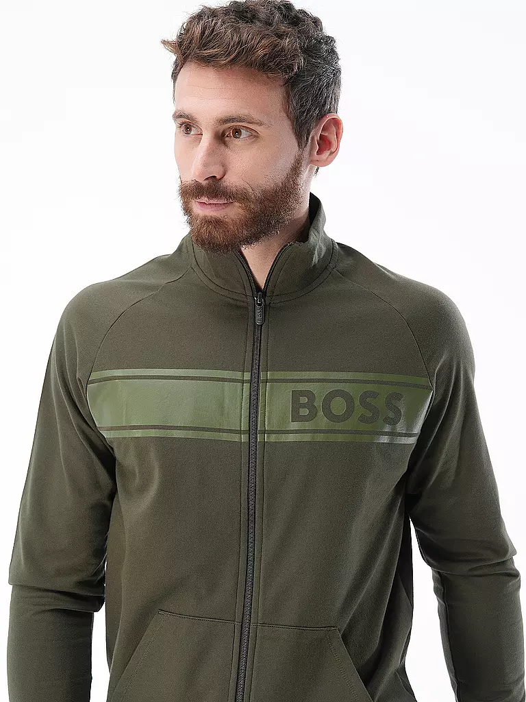 BOSS | Loungewear Jacke   | dunkelgrün