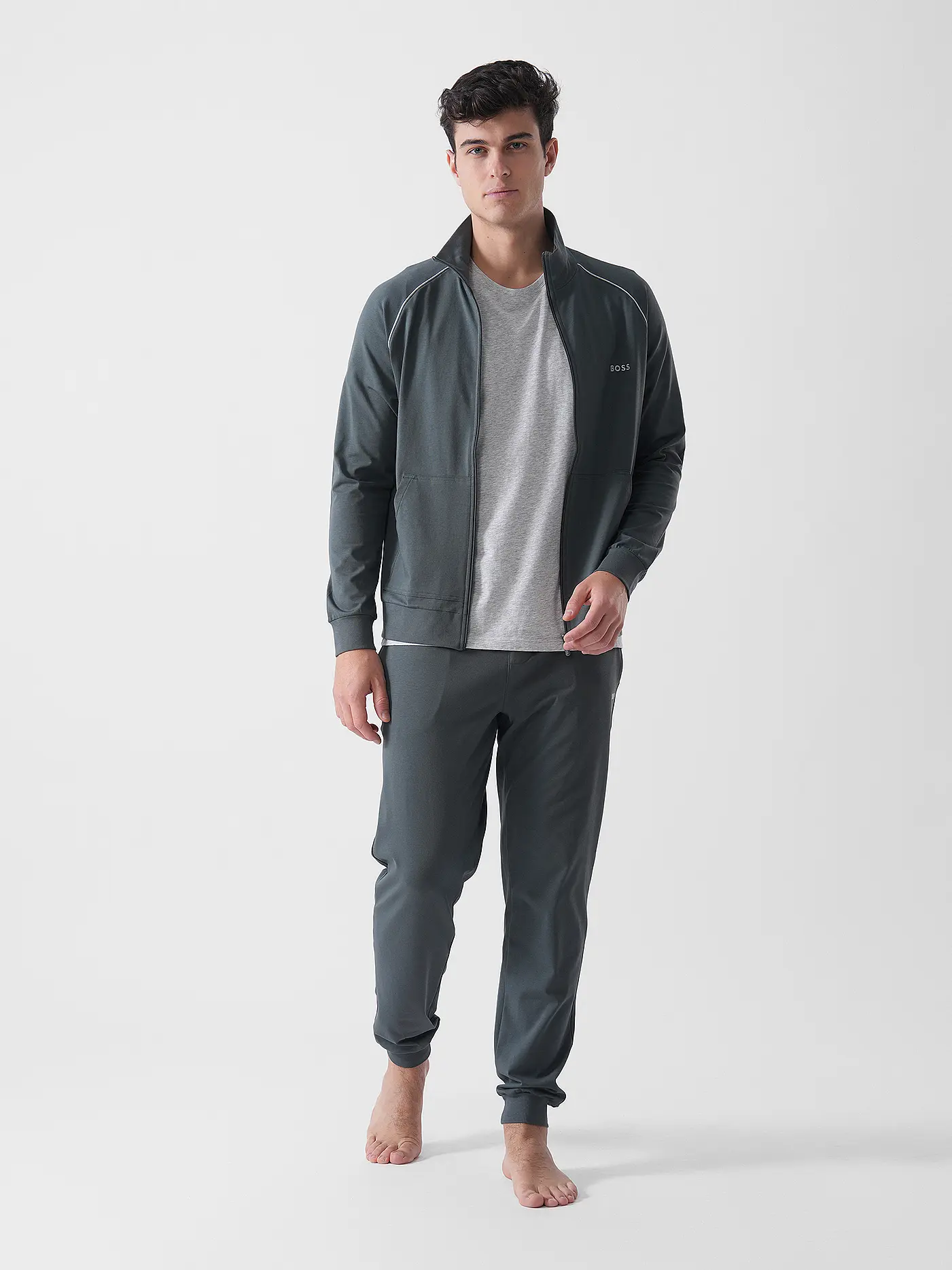 BOSS | Loungewear Jacke  | dunkelgrün
