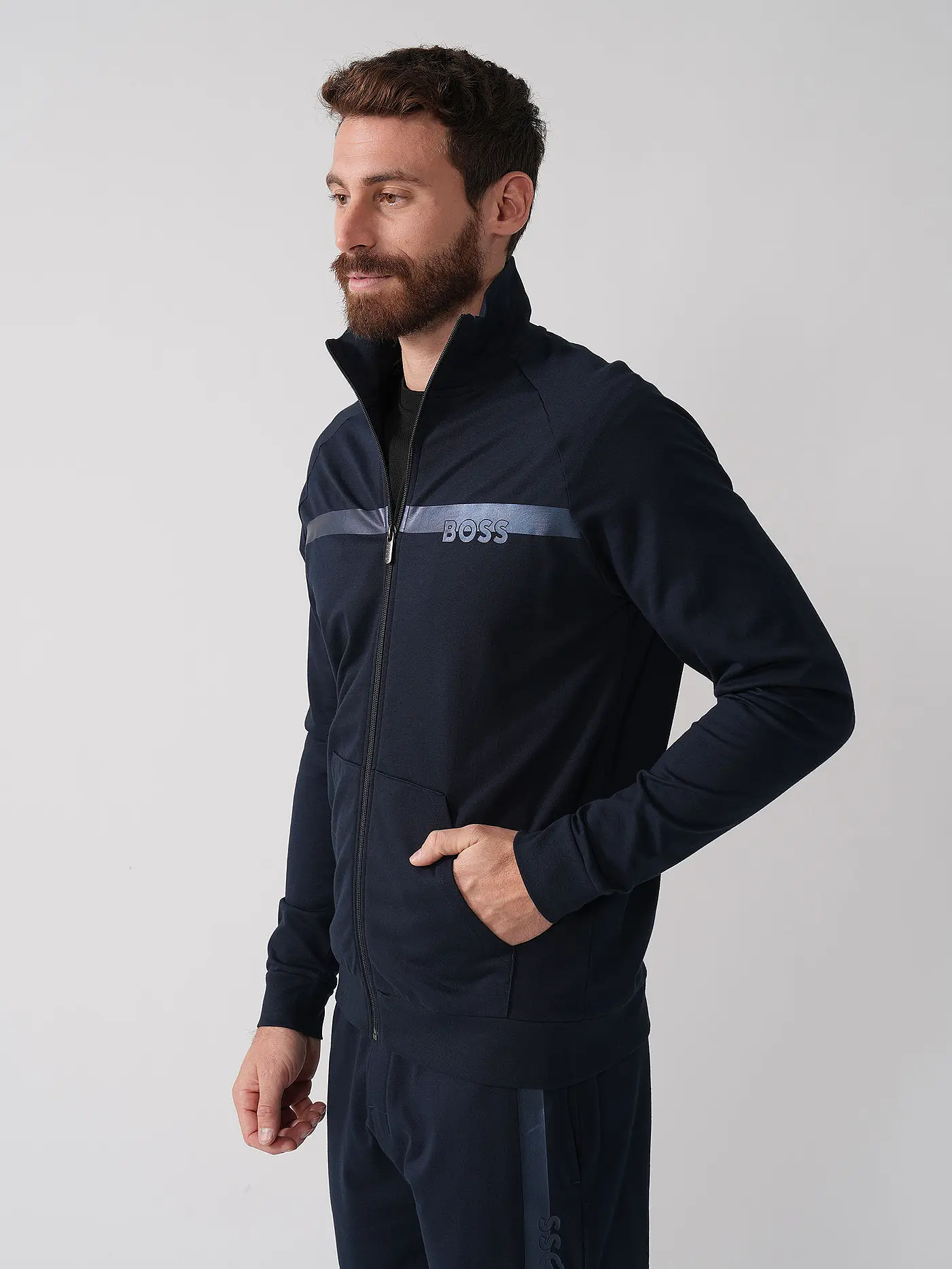 BOSS | Loungewear Jacke  | blau