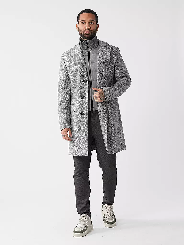 BOSS | Mantel Slim Fit HYDE-BIB | hellgrau