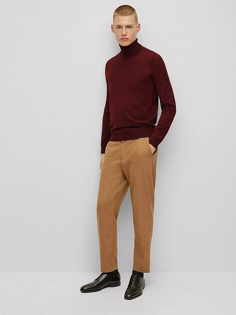 BOSS | Rollkragenpullover Slim Fit MUSSO | rot