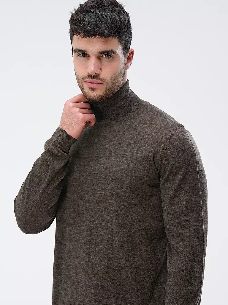 BOSS | Rollkragenpullover Slim Fit MUSSO | olive