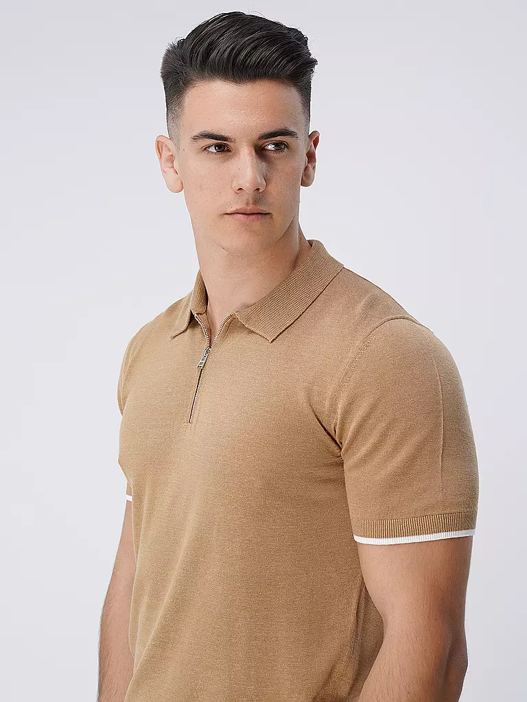 BOSS | Strickpoloshirt Regular Fit GANZO | beige