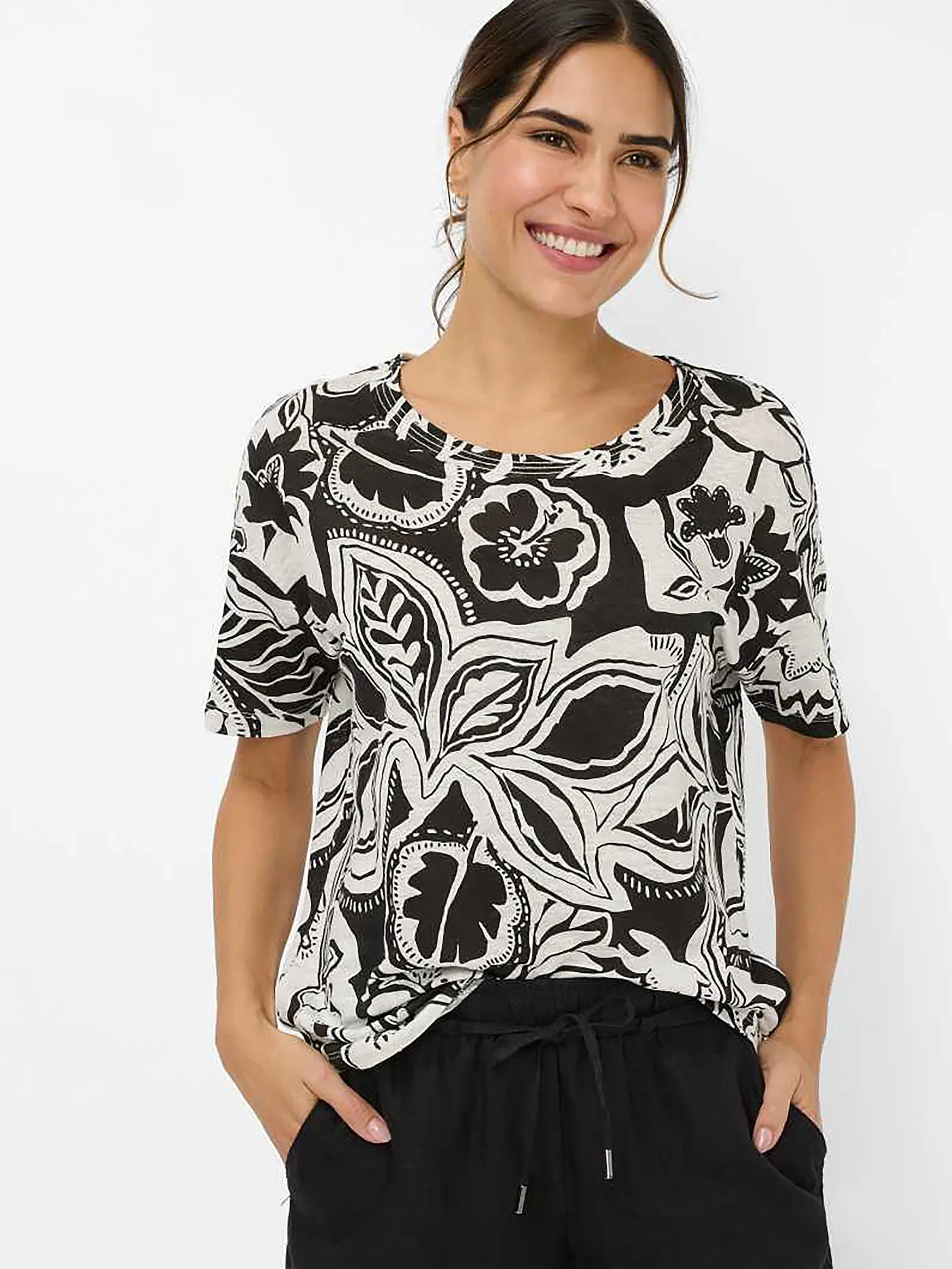 BRAX | Leinenshirt CANDICE | schwarz