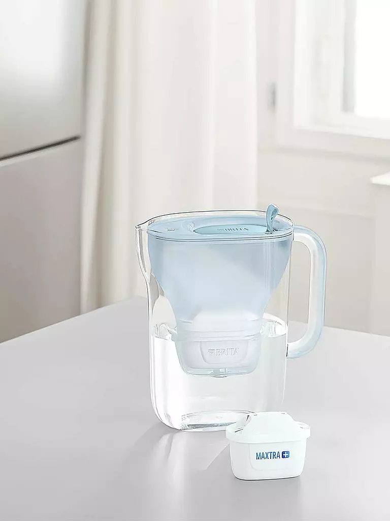 BRITA | Tischwasserfilter Style eco inkl. 3 MAXTRA+ Filterkartuschen 1,4L Gletscher | hellblau