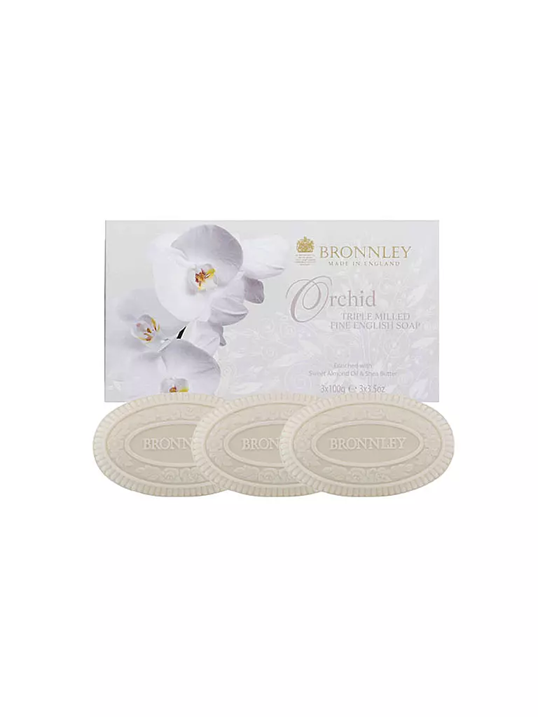 BRONNLEY | Feine Englische Seife "Orchidee" 3 x 100g  | transparent