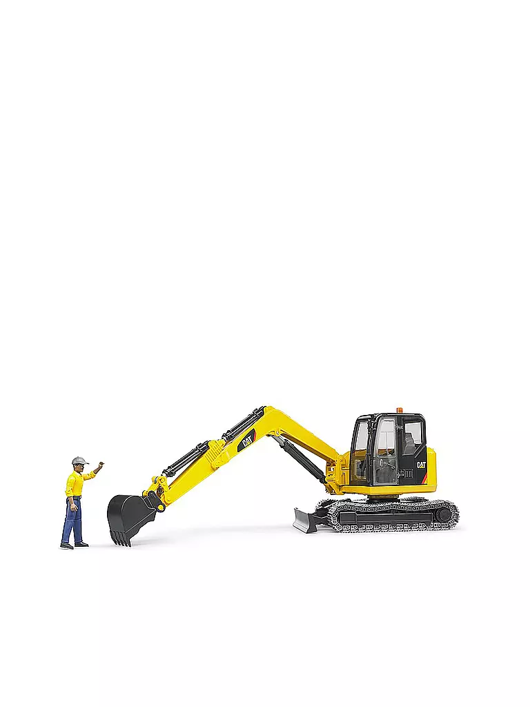BRUDER | CAT Caterpillar Minibagger mit Bauarbeiter 02466 Profi | gelb