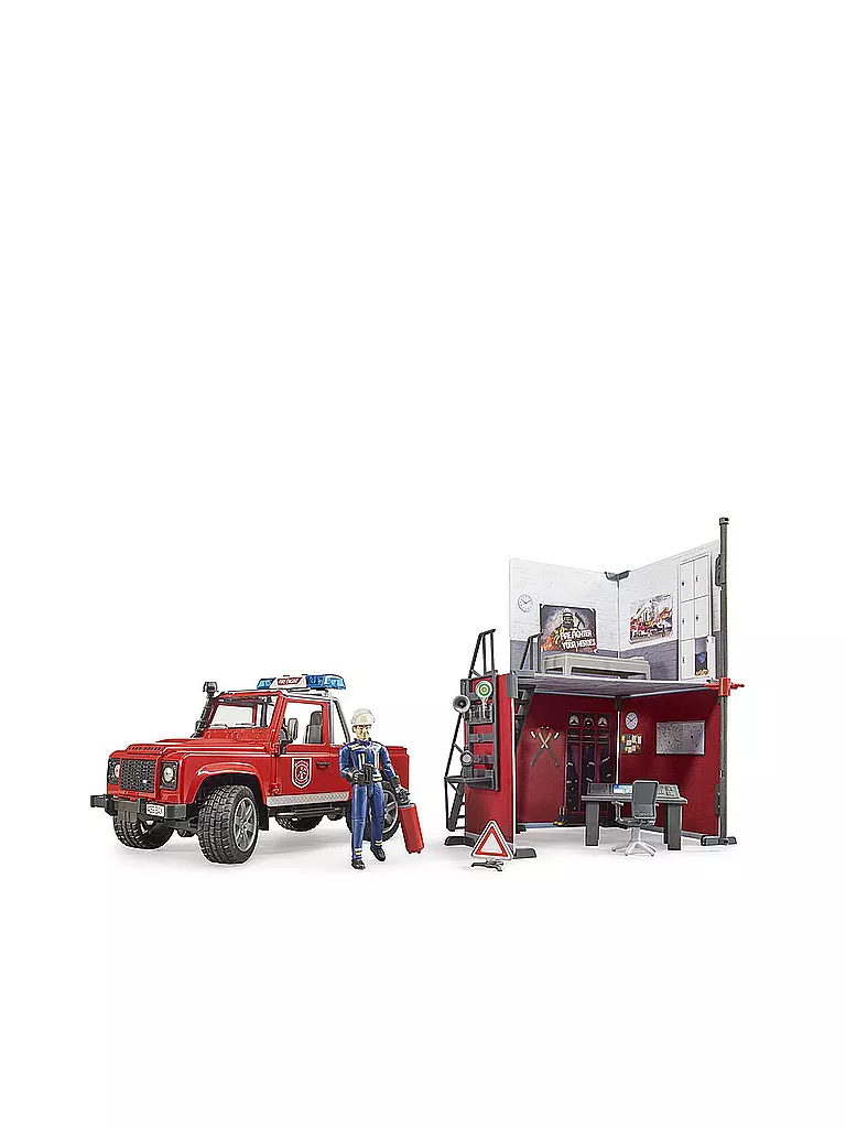 BRUDER | Feuerwehrstation mit Land Rover Defender 62701 | bunt