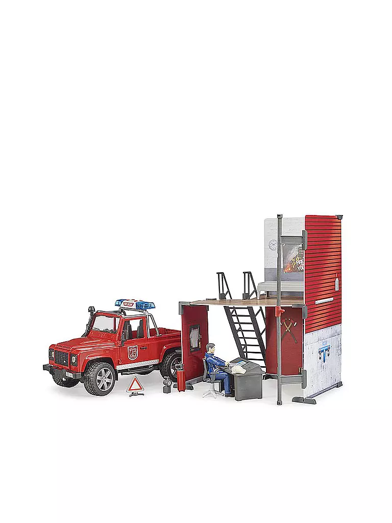BRUDER | Feuerwehrstation mit Land Rover Defender 62701 | bunt