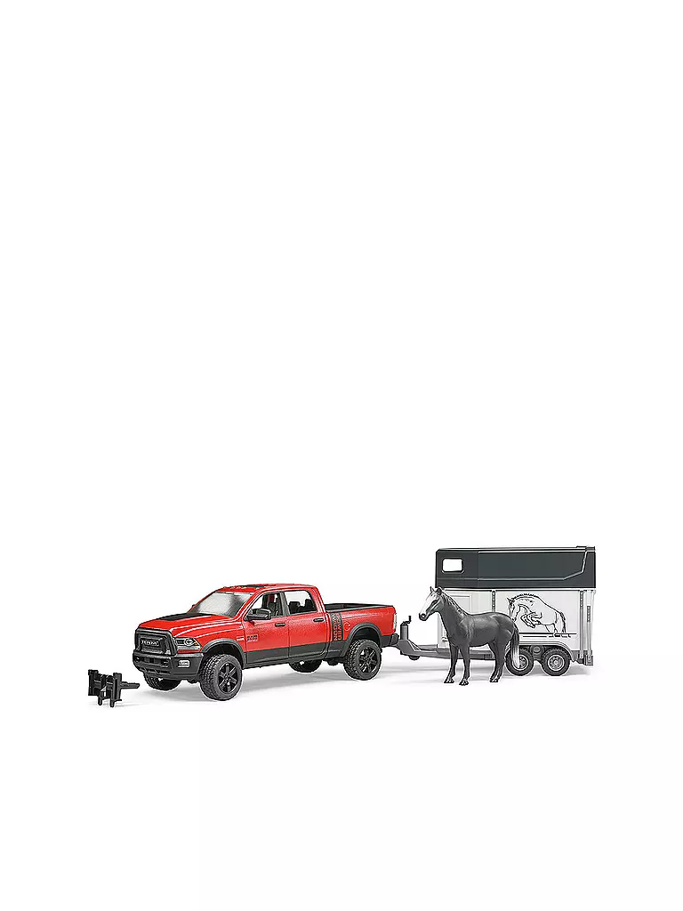 BRUDER | RAM 2500 Power Wagon mit Pferdeanhänger und Pferd  | transparent
