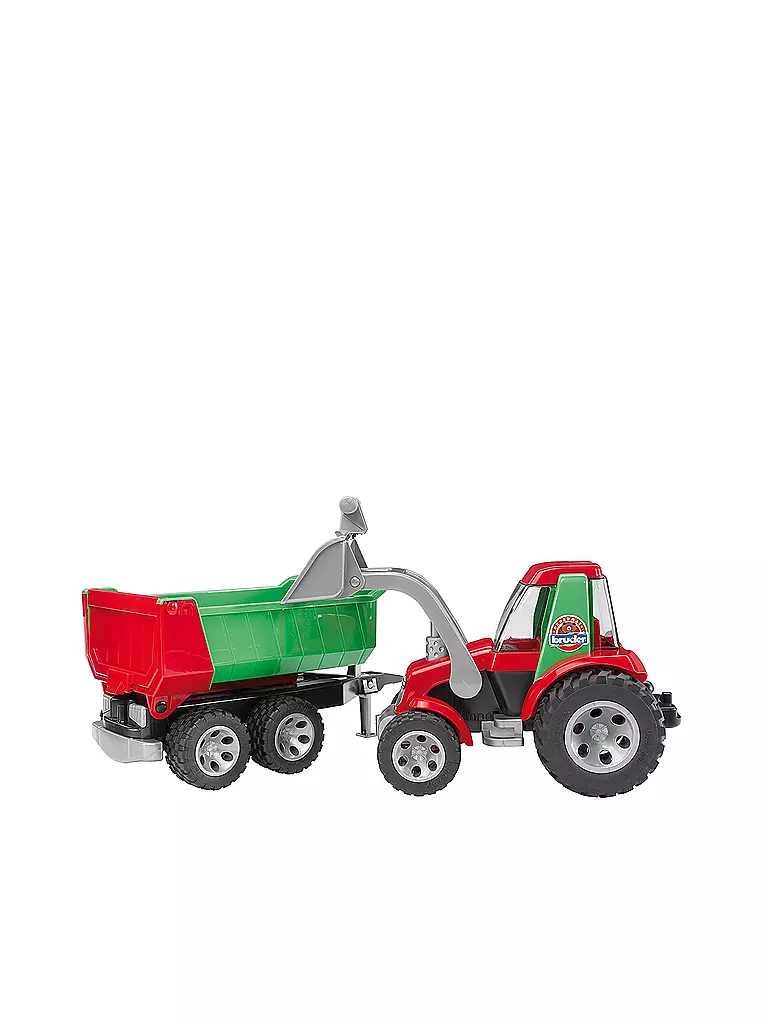 BRUDER | Roadmax Traktor mit Frontlader und Kippanhänger | transparent
