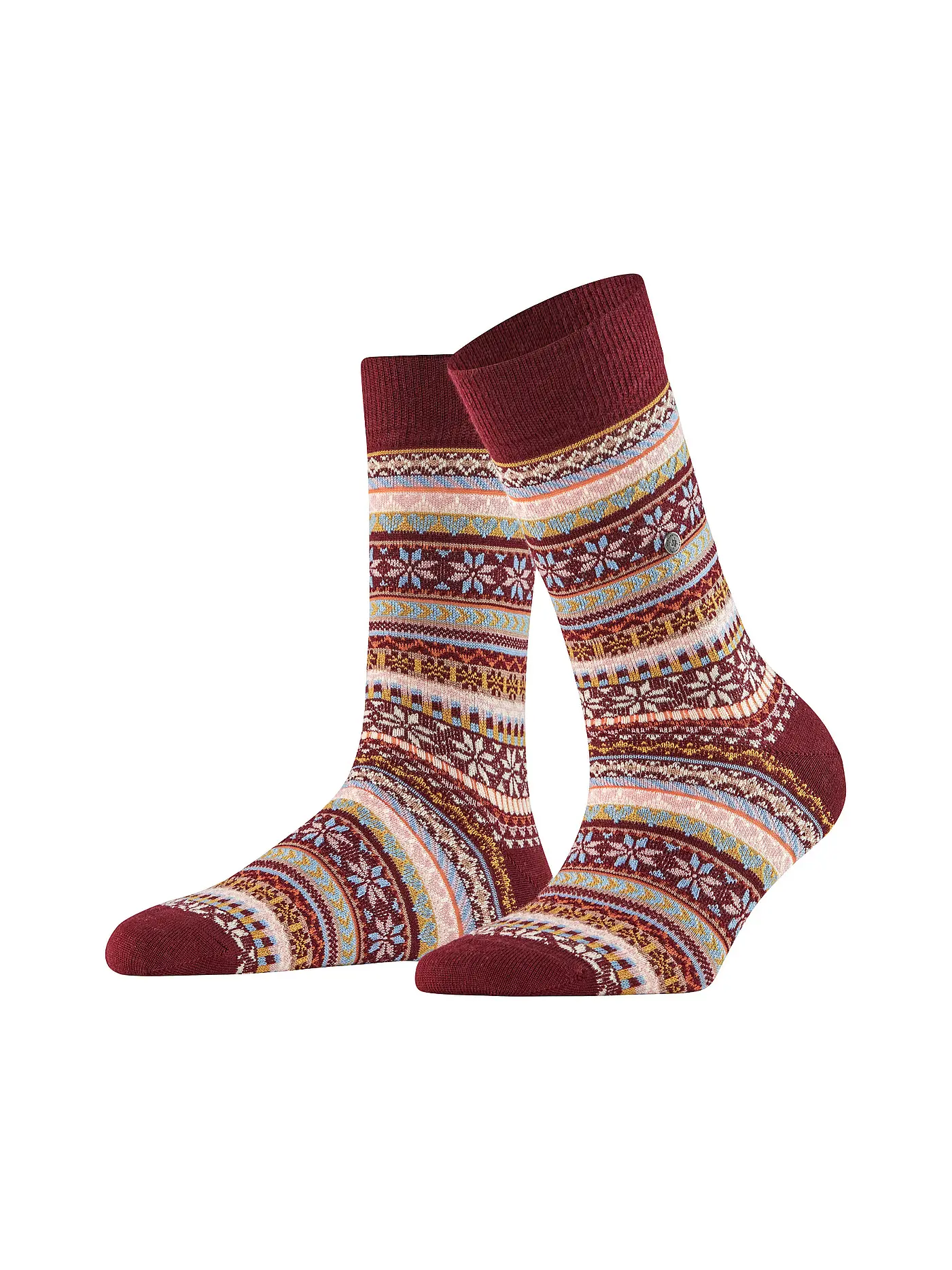 BURLINGTON | Damen Socken FAIR ISLE DELIGHT 36-41 dark blue mel. | dunkelrot