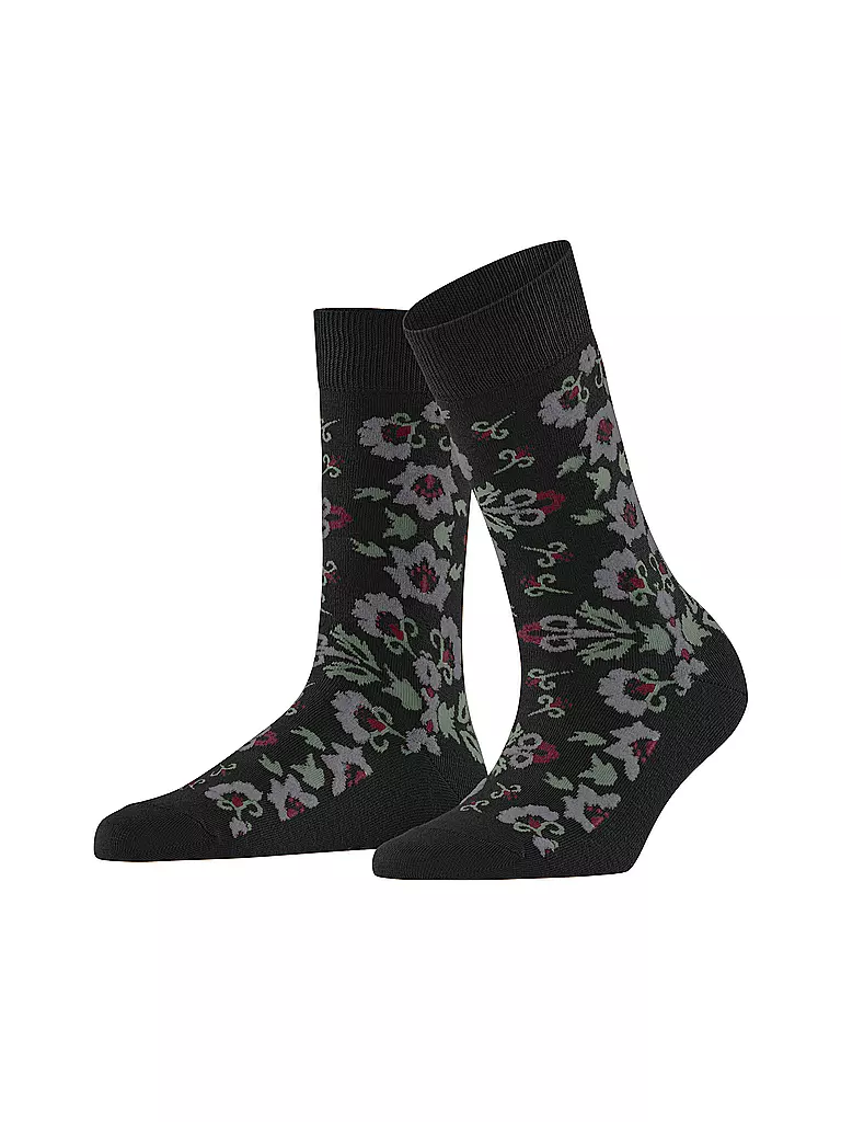 BURLINGTON | Damen Socken VELVET BLOOMS 36-41 black | schwarz