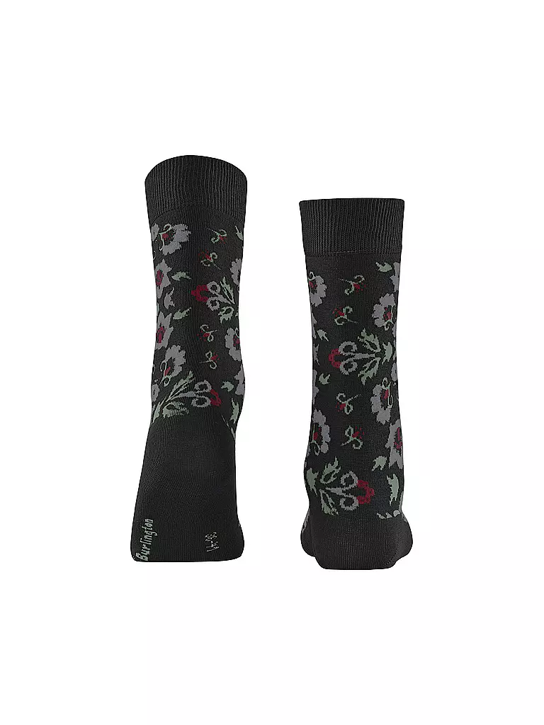 BURLINGTON | Damen Socken VELVET BLOOMS 36-41 black | schwarz