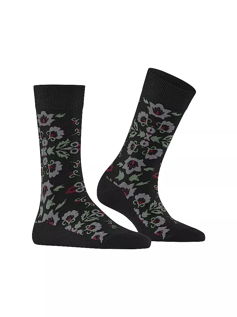 BURLINGTON | Damen Socken VELVET BLOOMS 36-41 black | schwarz