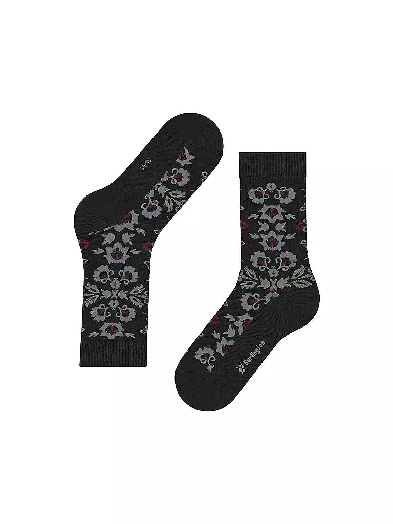 BURLINGTON | Damen Socken VELVET BLOOMS 36-41 black | schwarz