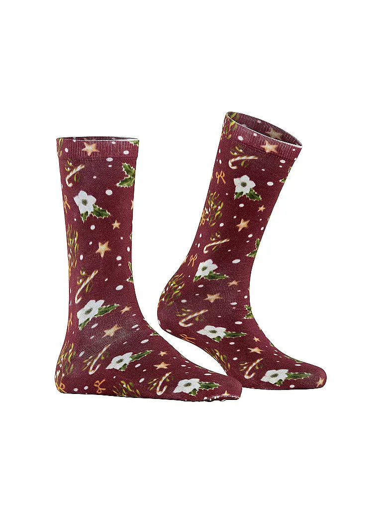 BURLINGTON | Socken FANCY CHRISTMAS 36-41 wine | Dunkelrot