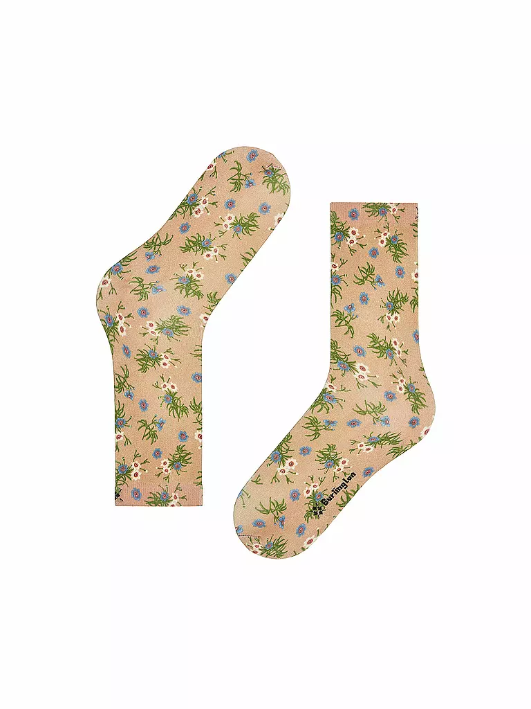 BURLINGTON | Socken FLORAL ROMANCE 36-41 sesame | hellgrün