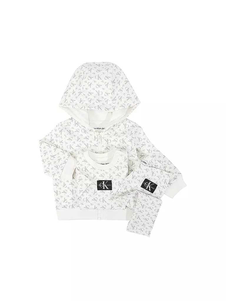 CALVIN KLEIN JEANS | Baby Set 3-teilig Sweatjacke, T-Shirt und Hose | creme