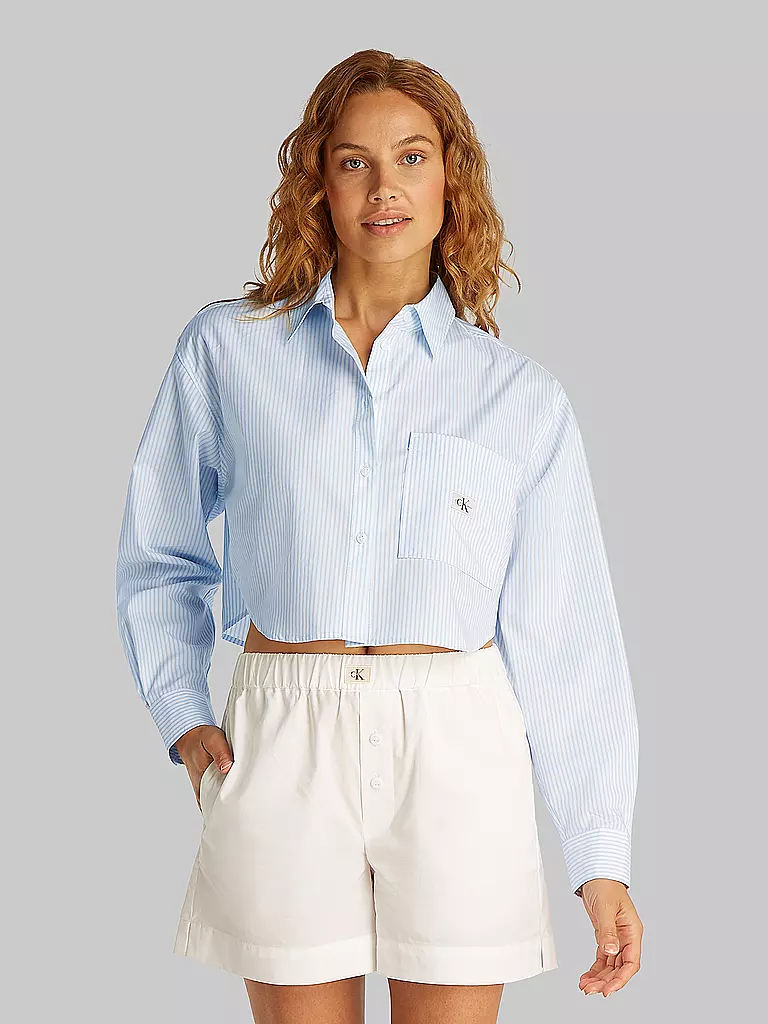 CALVIN KLEIN JEANS | Hemdbluse Cropped Fit | weiss