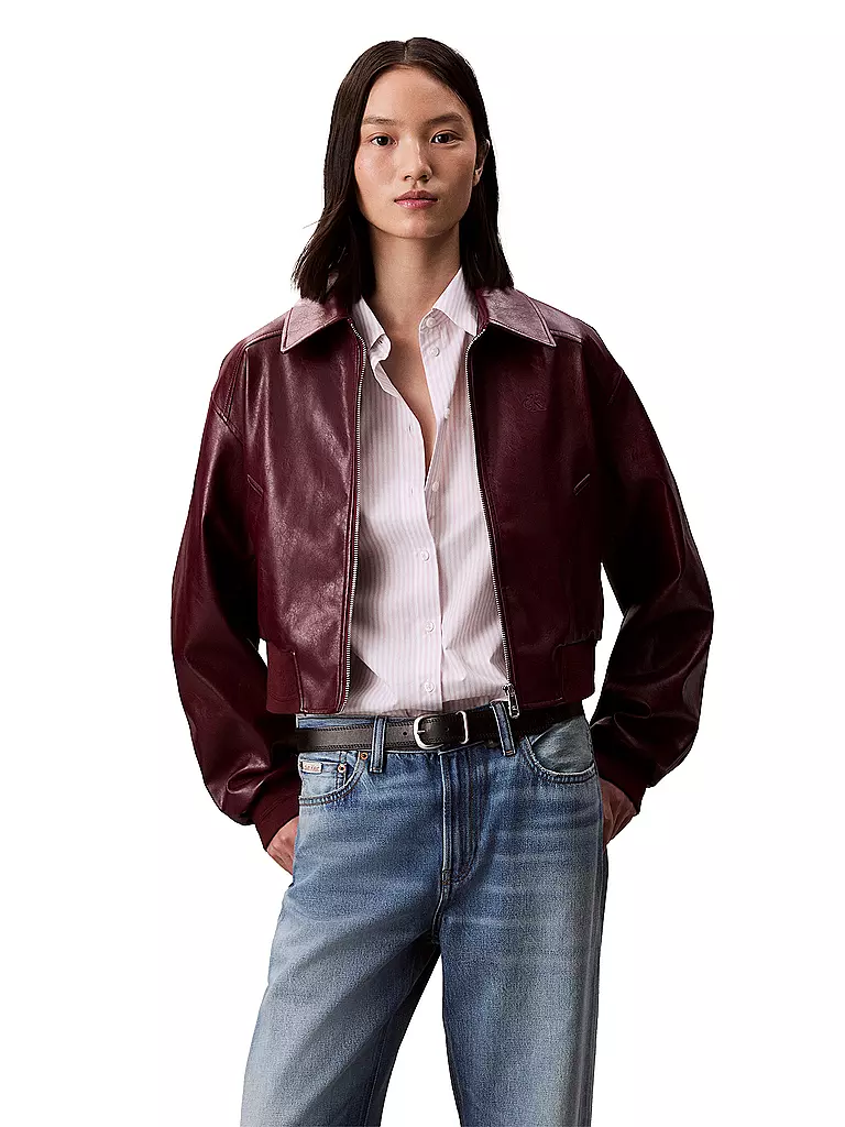 CALVIN KLEIN JEANS | Jacke in Lederoptik | dunkelrot