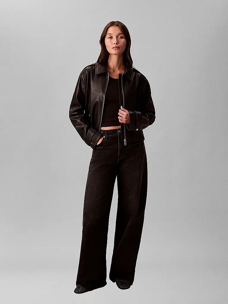 CALVIN KLEIN JEANS | Jacke in Lederoptik | Schwarz