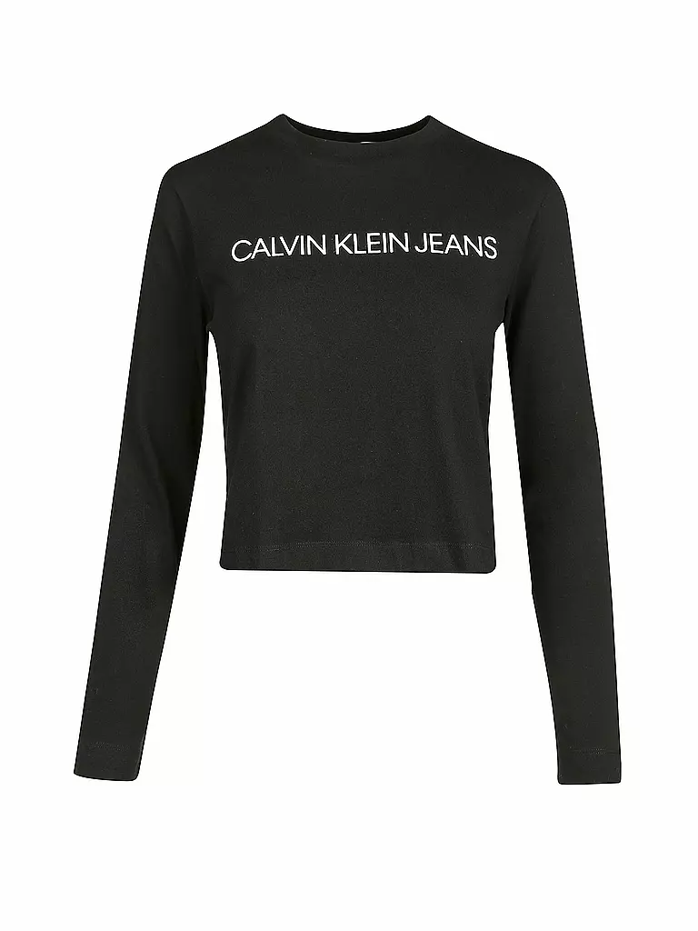 CALVIN KLEIN JEANS | Langarmshirt - cropped | schwarz