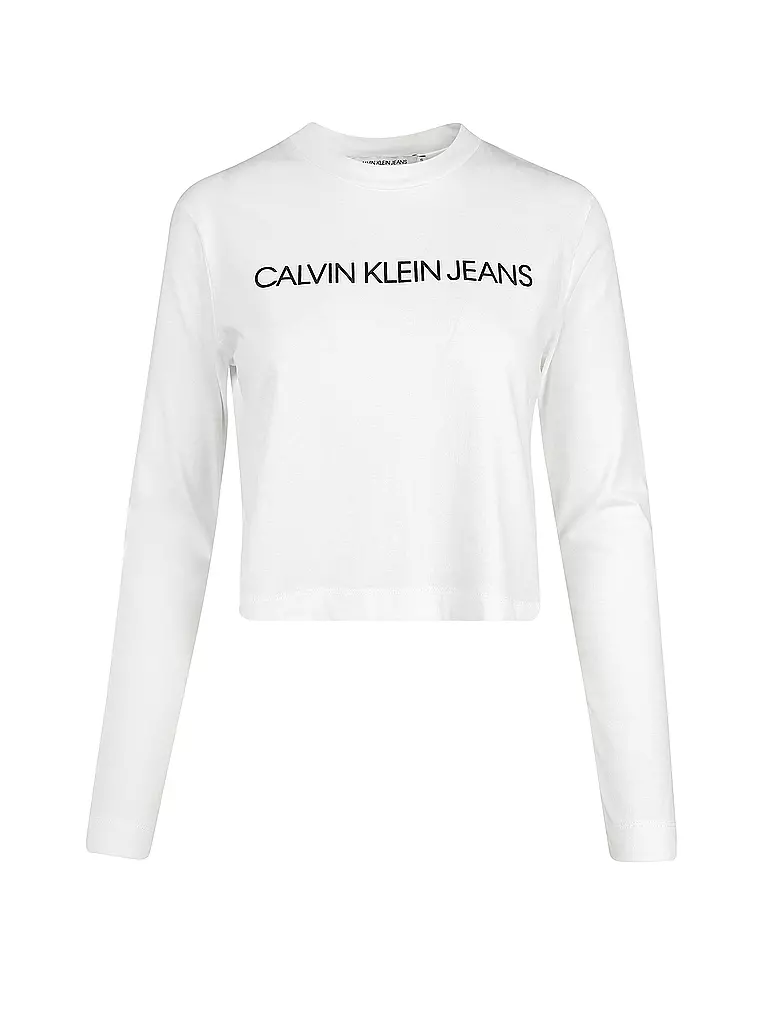 CALVIN KLEIN JEANS | Langarmshirt - cropped | weiß