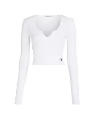 CALVIN KLEIN JEANS | Langarmshirt Cropped Fit | weiss