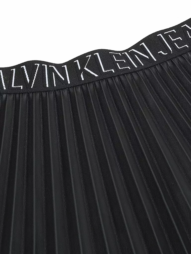 CALVIN KLEIN JEANS | Mädchen Plisseerock in Lederoptik  | schwarz