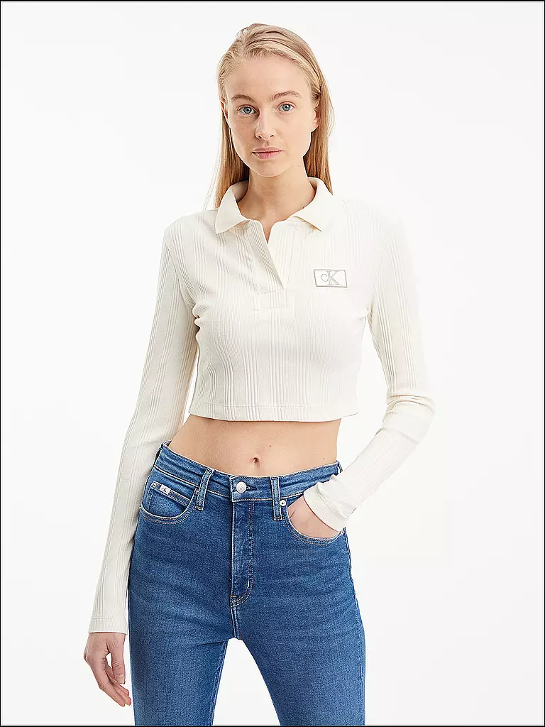 CALVIN KLEIN JEANS | Poloshirt Cropped Fit | creme