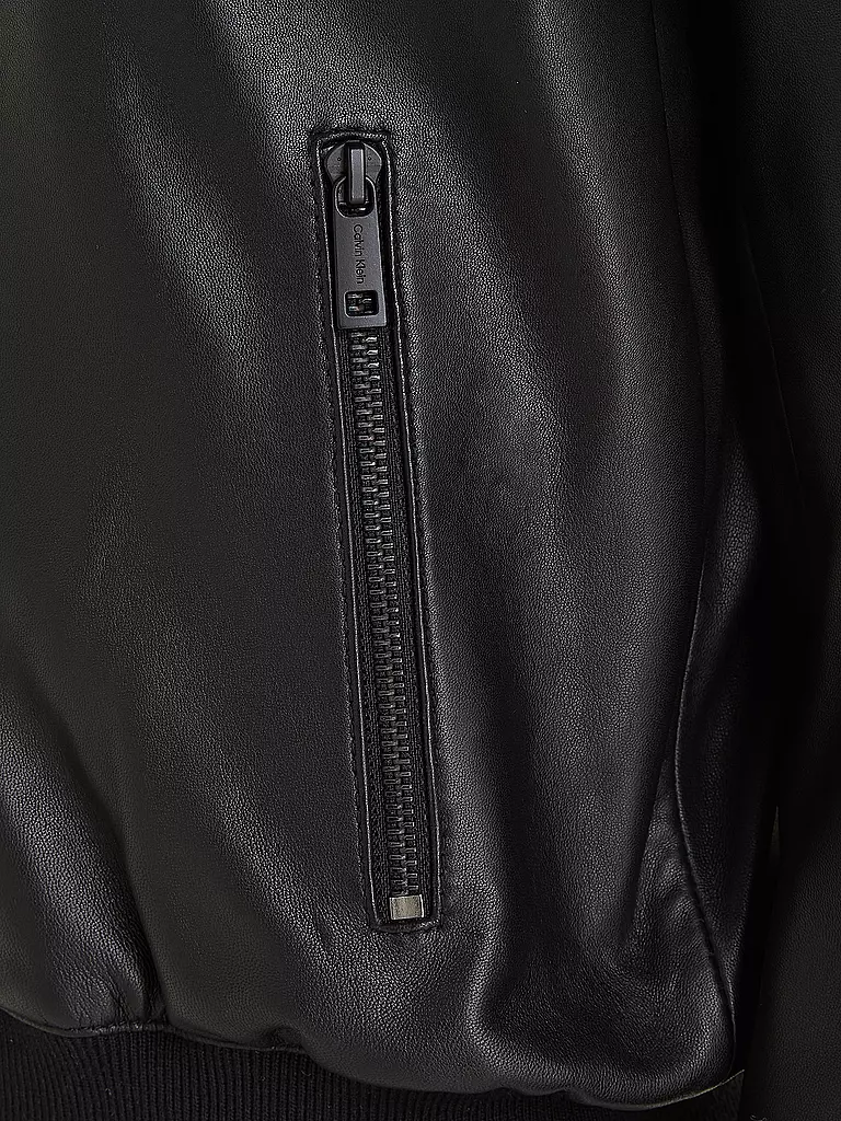 CALVIN KLEIN | Lederjacke  | schwarz