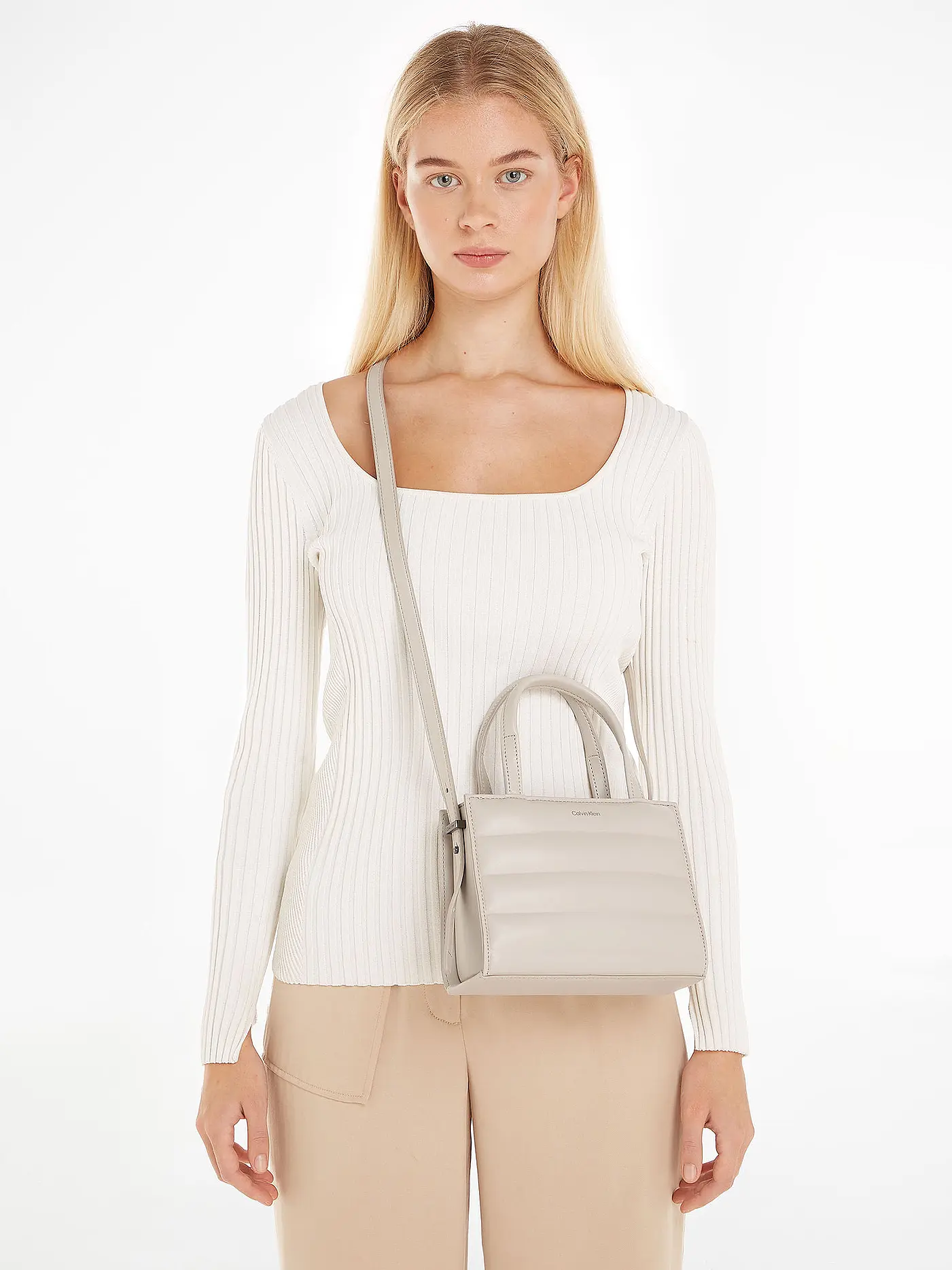 CALVIN KLEIN | Tasche - Mini Tote Bag QUILT  | creme